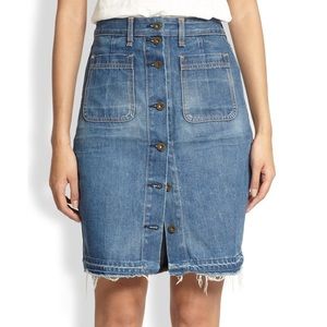 Rag and bone high waisted button down jean skirt